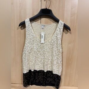 J. Crew Sequin Sleeveless Tank Top Cream and Black